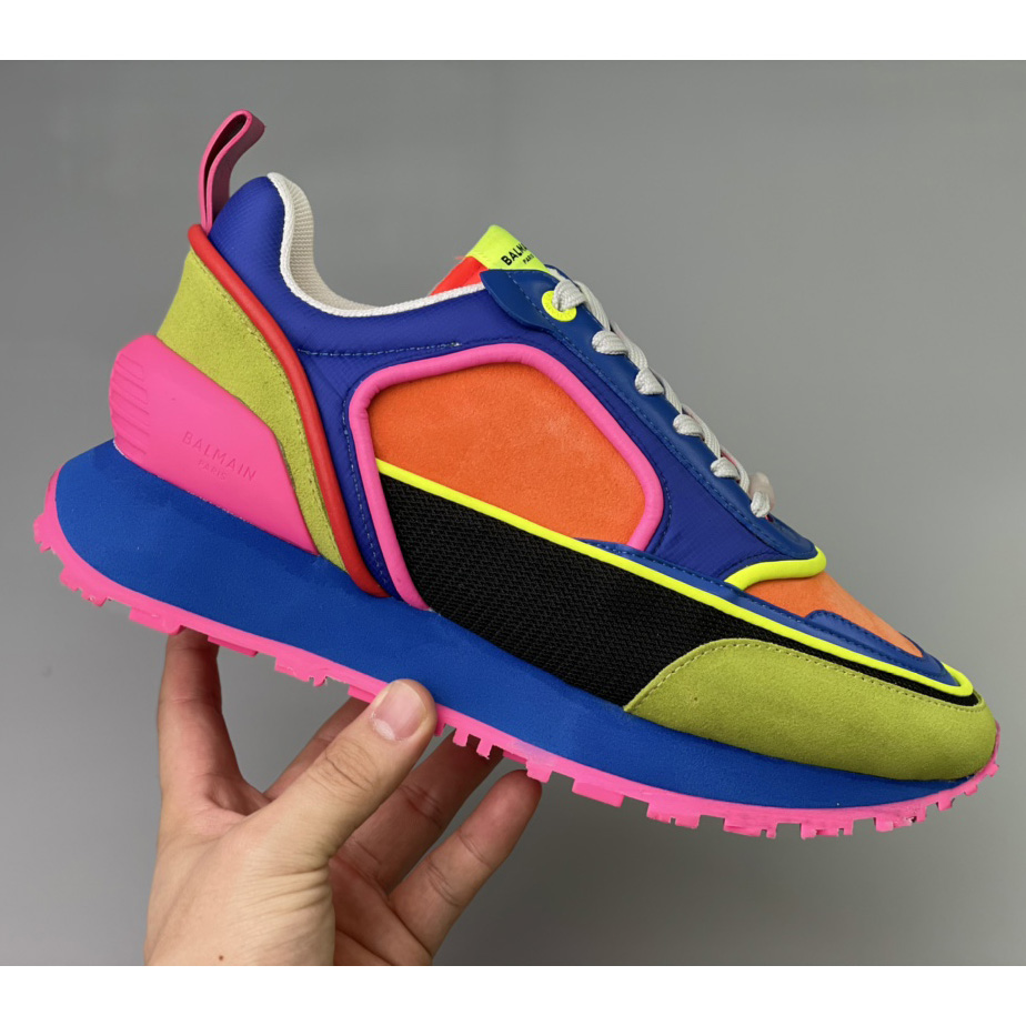 Balmain Velvet Nylon And Mesh Racer Low-Top Sneakers - DopestKickz