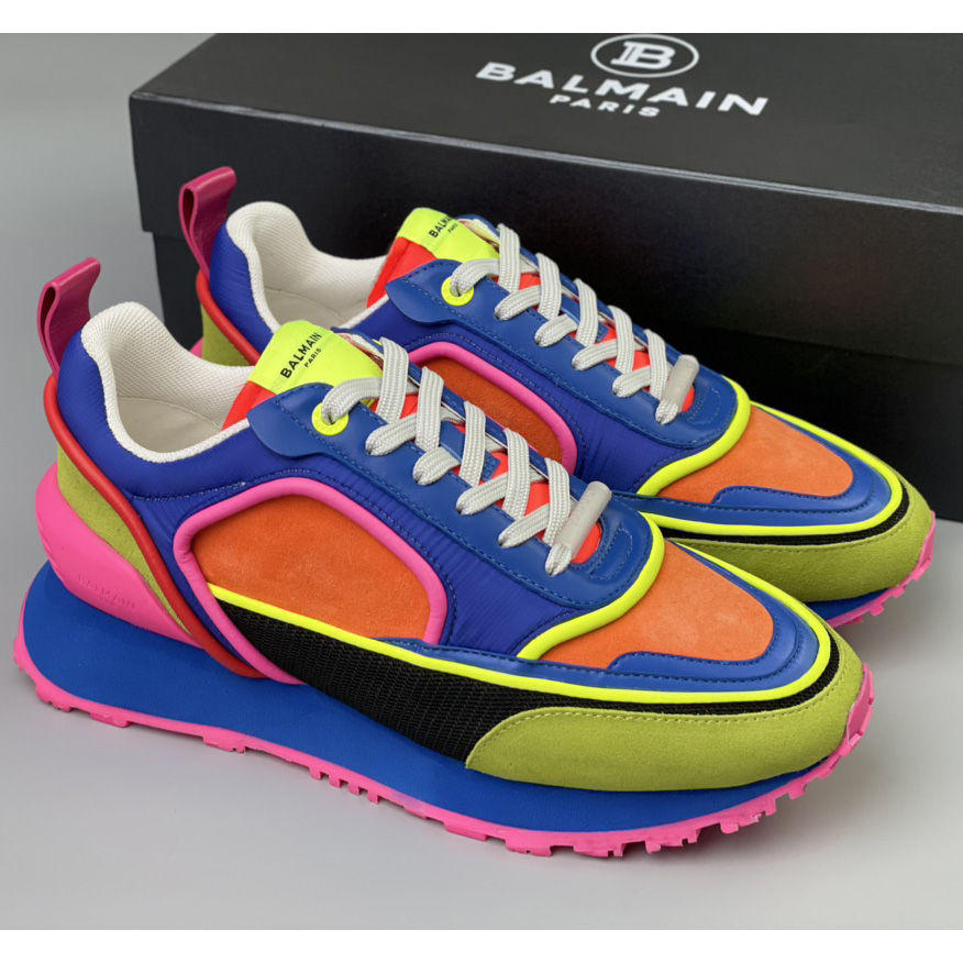 Balmain Velvet Nylon And Mesh Racer Low-Top Sneakers - DopestKickz