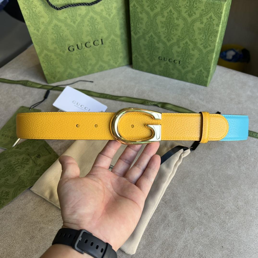Gucci Two-Tone Belt With G Buckle - DopestKickz