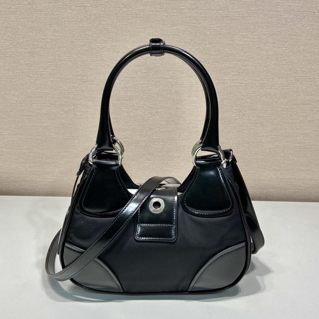 Prada Moon Re-Nylon And Leather Bag(22.5-16-7.5cm) - DopestKickz