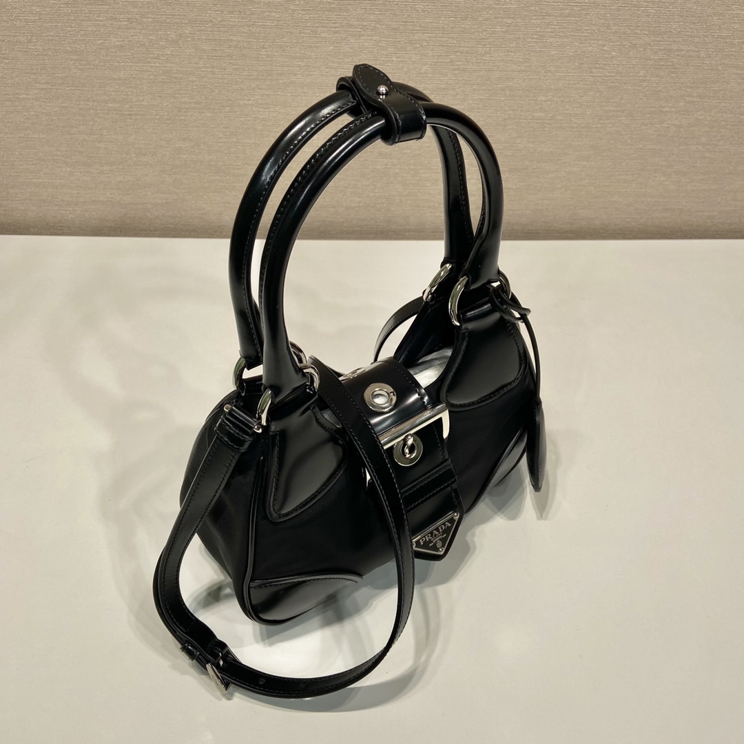 Prada Moon Re-Nylon And Leather Bag(22.5-16-7.5cm) - DopestKickz