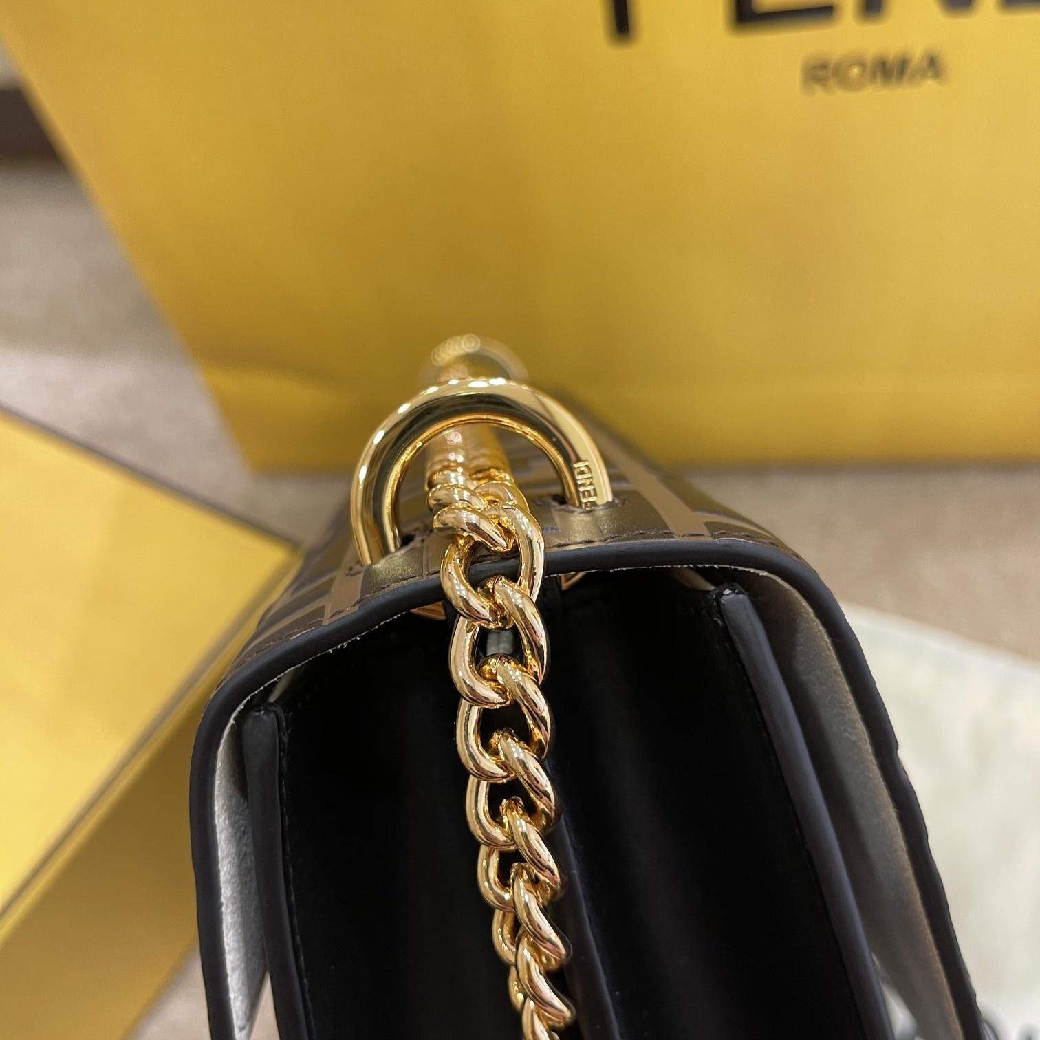 Fendi Kan I Black Leather Bag (25-17-10cm)   - DopestKickz