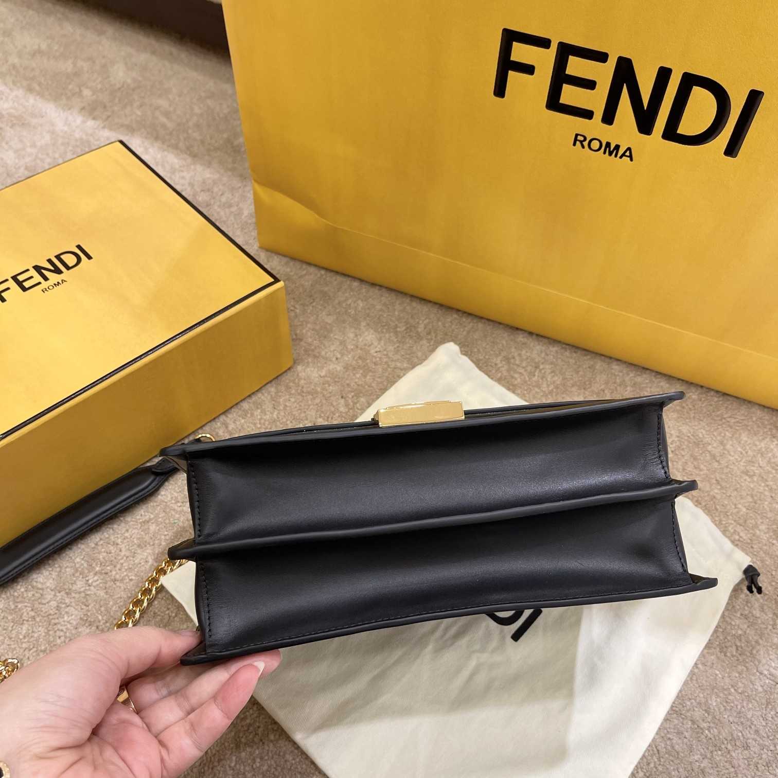 Fendi Kan I Black Leather Bag (25-17-10cm)   - DopestKickz