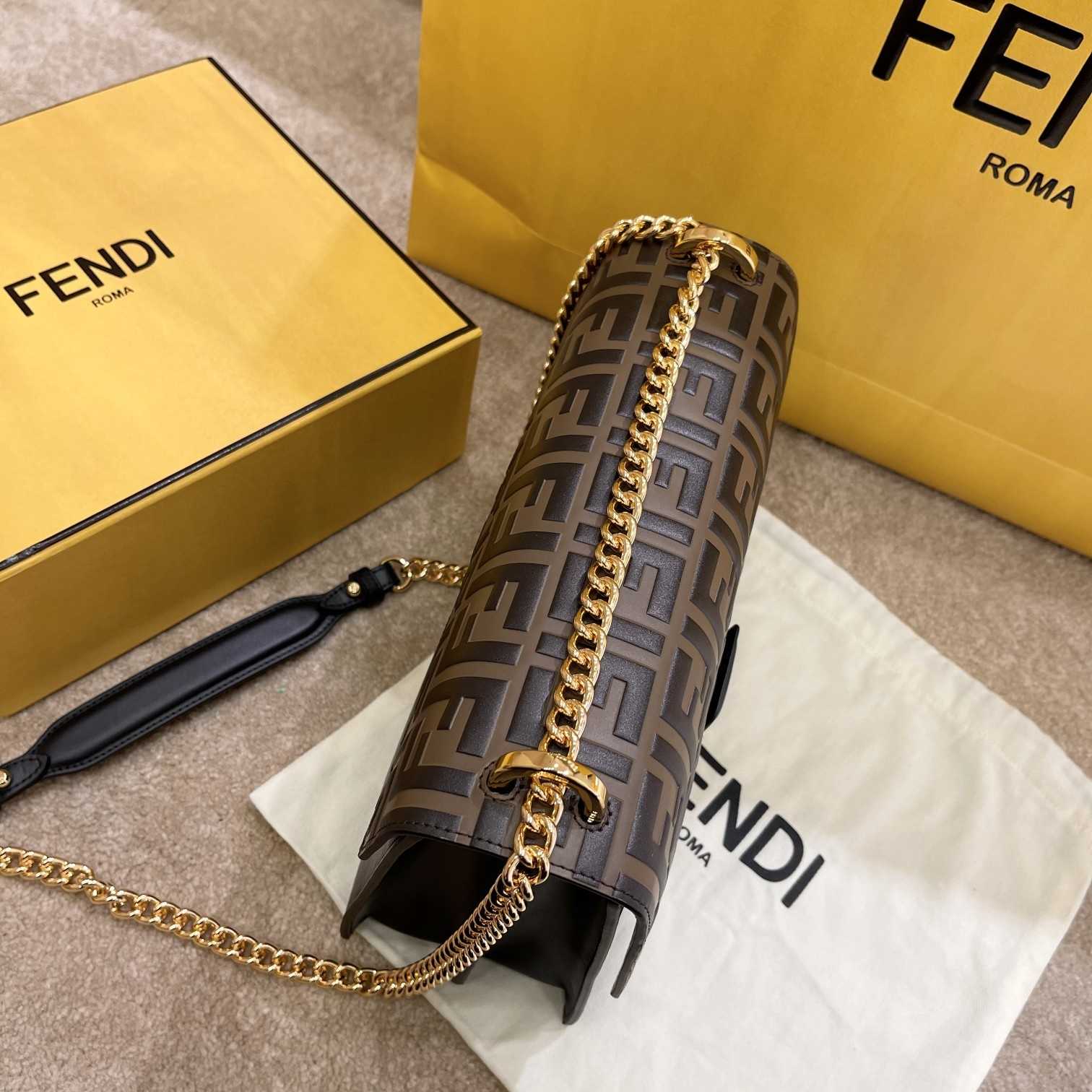 Fendi Kan I Black Leather Bag (25-17-10cm)   - DopestKickz