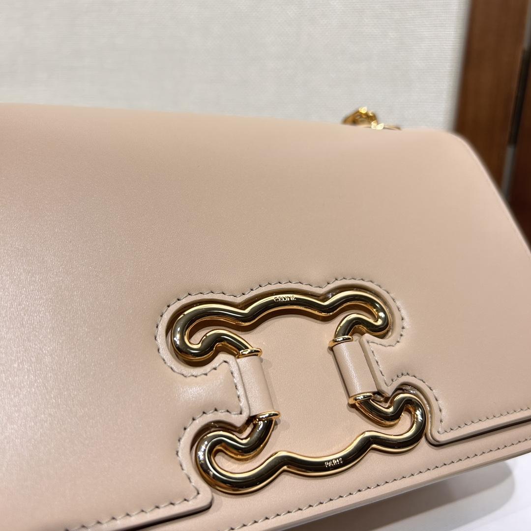 Celine Medium Bag Triomphe Frame In Shiny Calfskin - DopestKickz