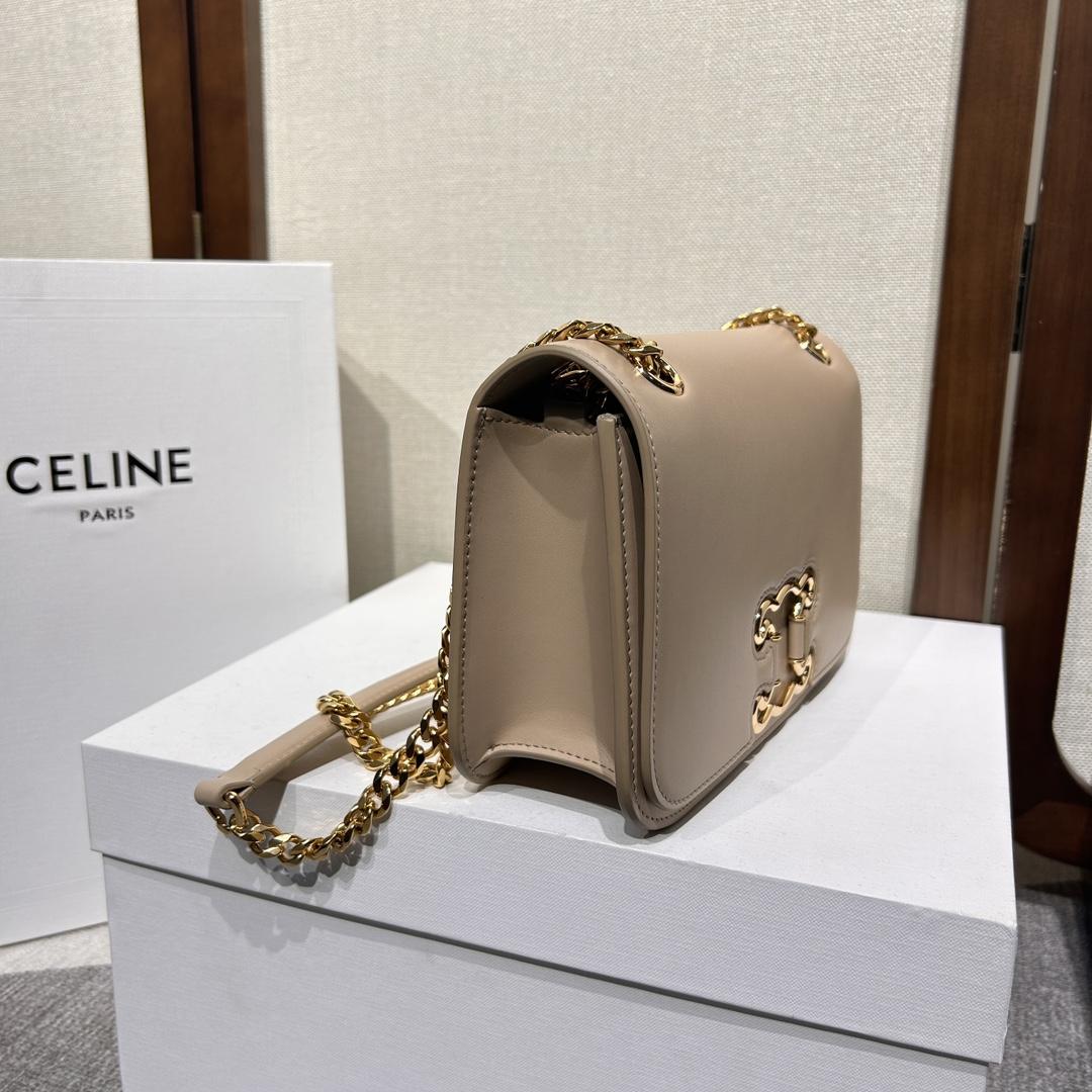 Celine Medium Bag Triomphe Frame In Shiny Calfskin - DopestKickz