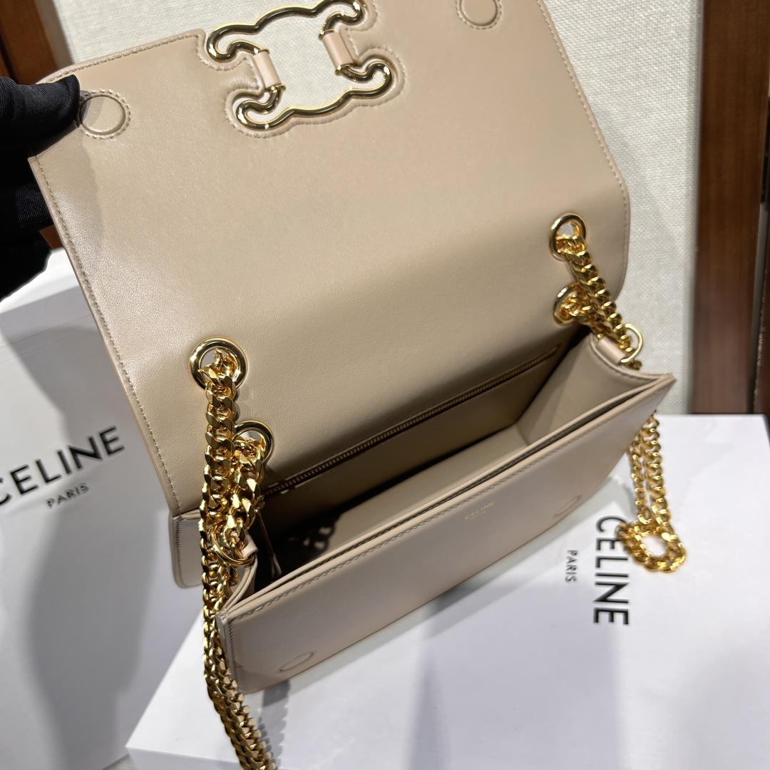 Celine Medium Bag Triomphe Frame In Shiny Calfskin - DopestKickz