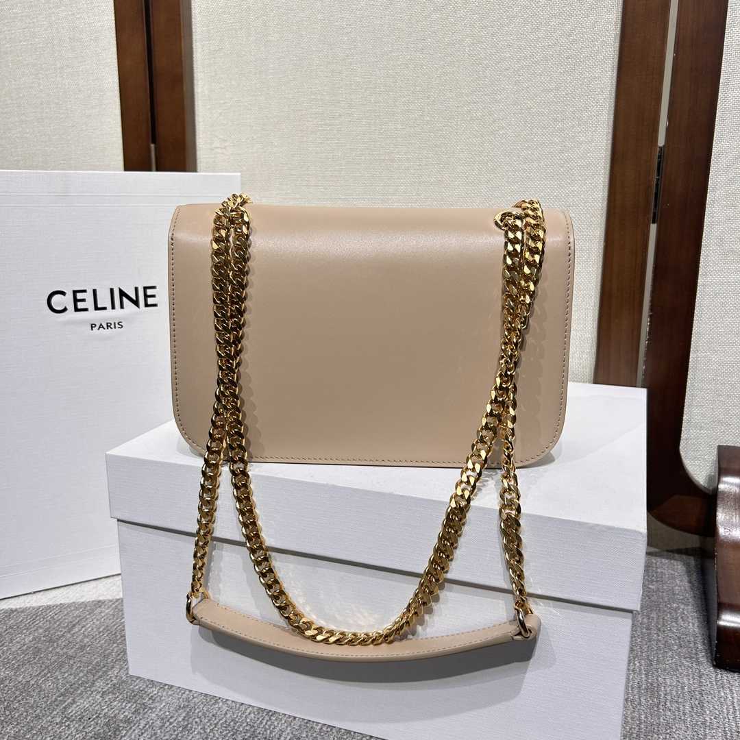 Celine Medium Bag Triomphe Frame In Shiny Calfskin - DopestKickz
