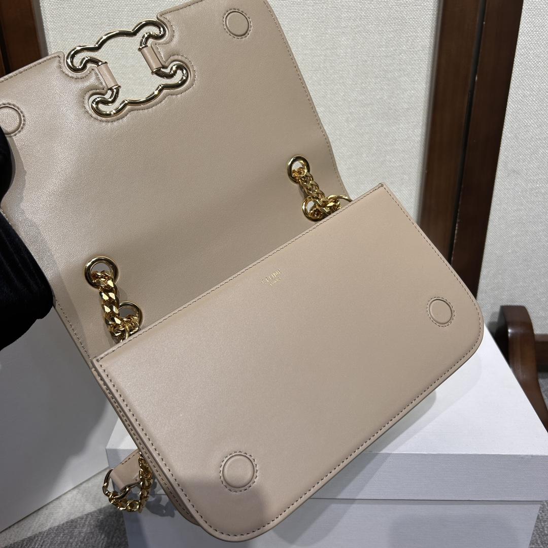 Celine Medium Bag Triomphe Frame In Shiny Calfskin - DopestKickz