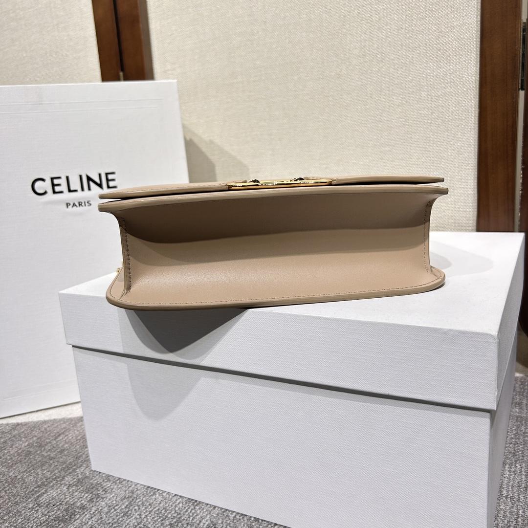 Celine Medium Bag Triomphe Frame In Shiny Calfskin - DopestKickz
