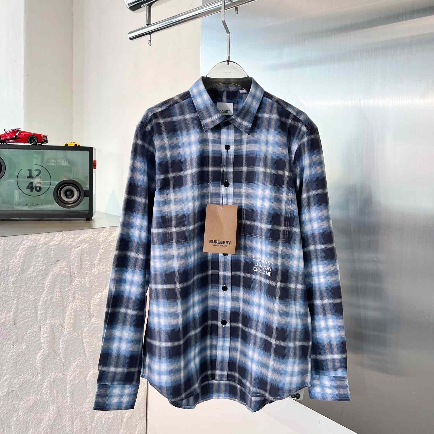 Burberry Chingford Classic Fit Embroidered Logo Ombre Check Button-Up Shirt  - DopestKickz