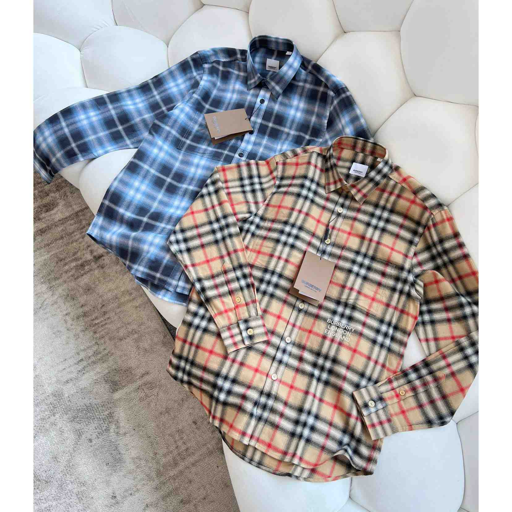 Burberry Chingford Classic Fit Embroidered Logo Ombre Check Button-Up Shirt  - DopestKickz