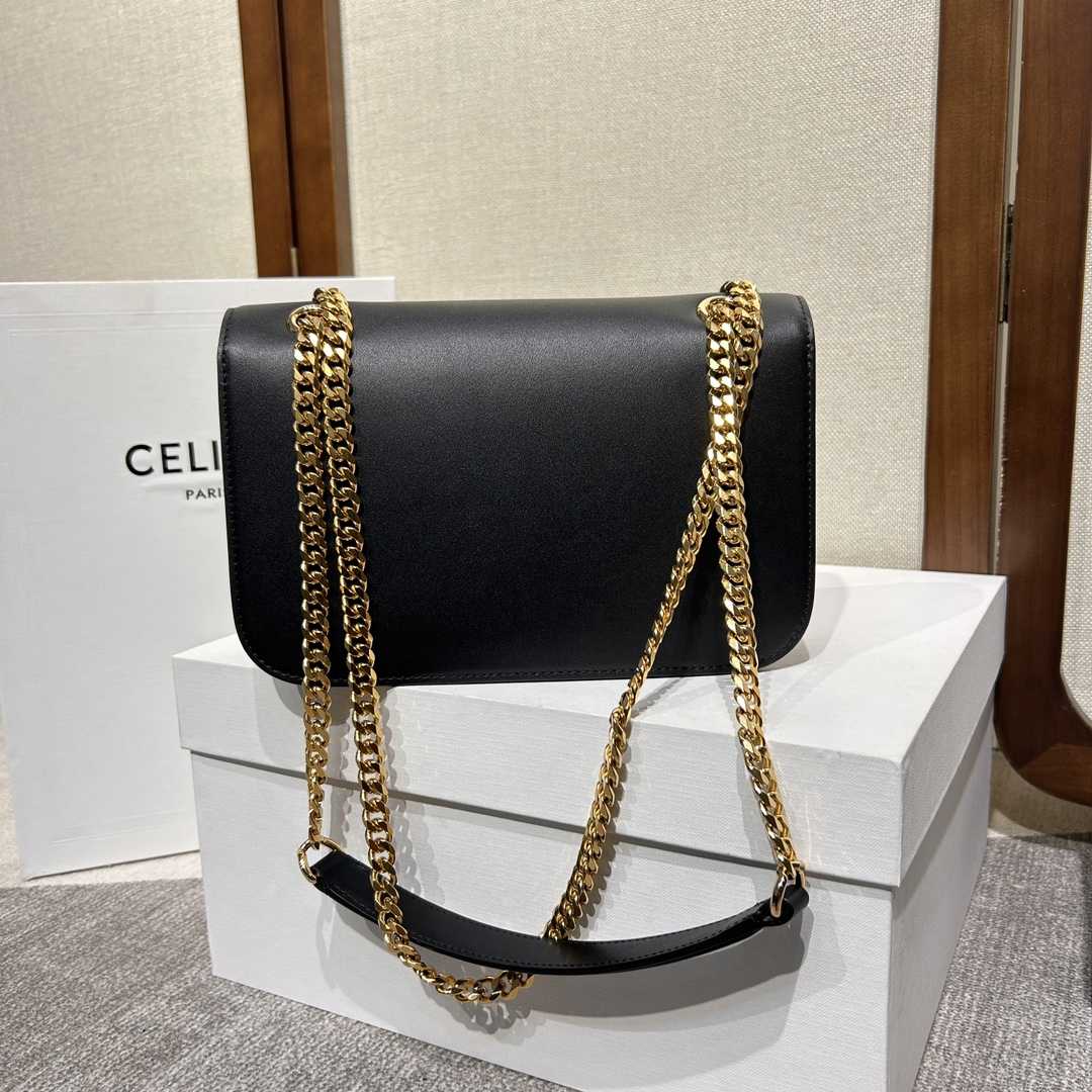 Celine Medium Bag Triomphe Frame In Shiny Calfskin - DopestKickz