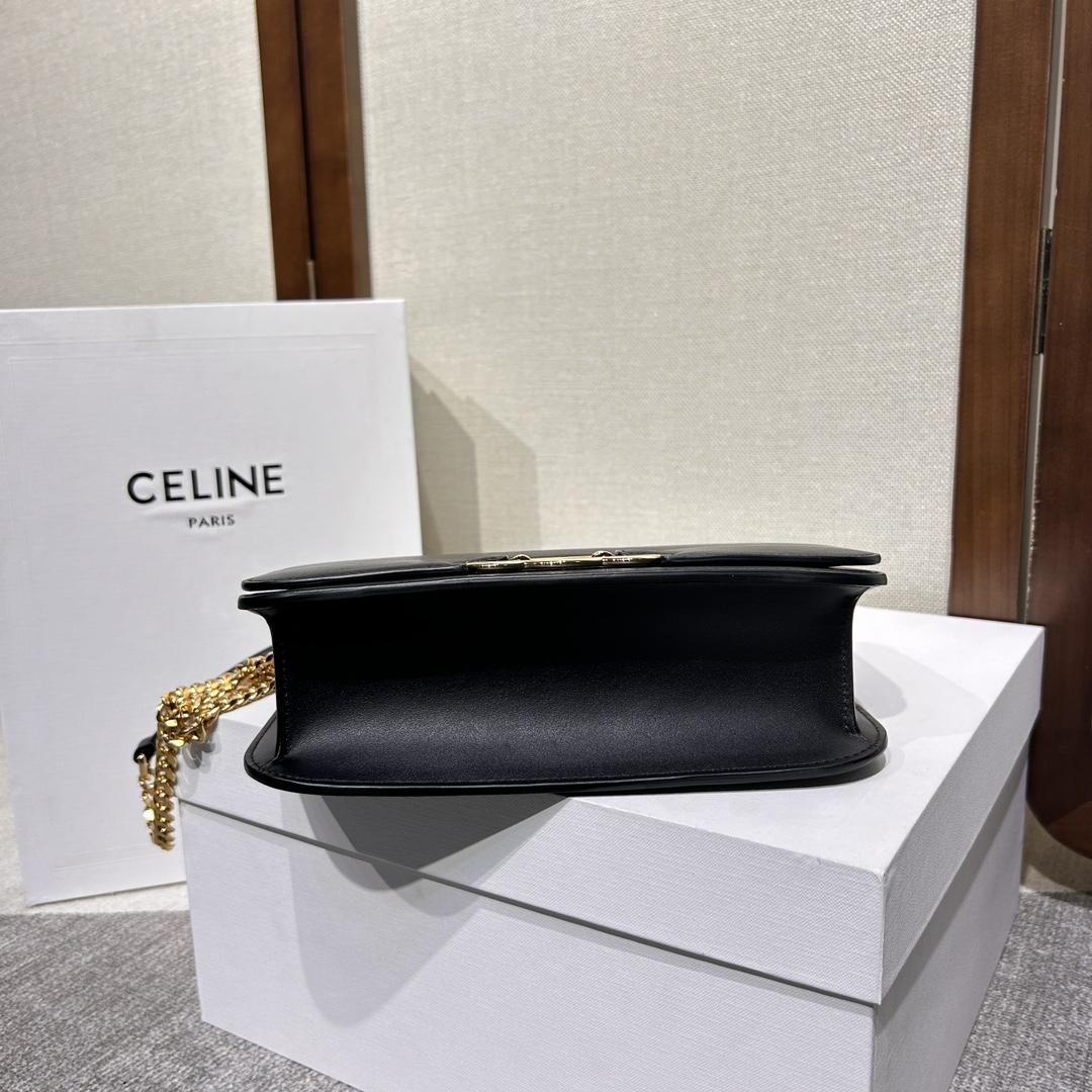 Celine Medium Bag Triomphe Frame In Shiny Calfskin - DopestKickz