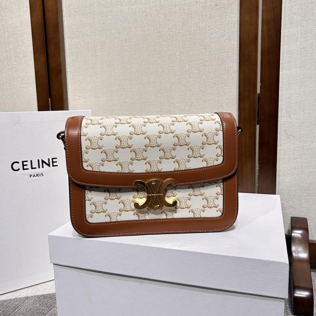 Celine Classique Triomphe Bag In Triomphe Canvas And Calfskin - DopestKickz