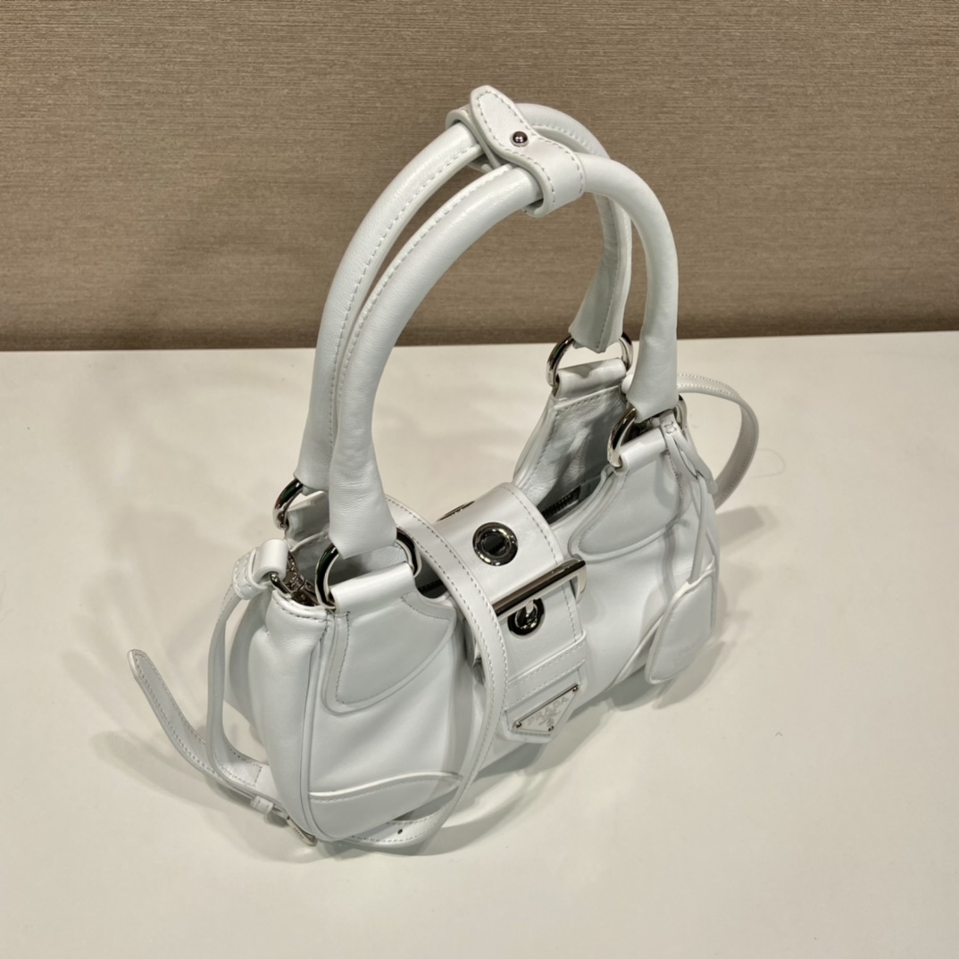 Prada Moon Re-Nylon And Leather Bag(22.5-16-7.5cm) - DopestKickz