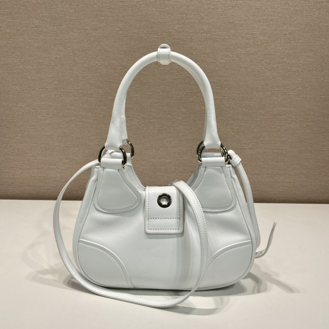 Prada Moon Re-Nylon And Leather Bag(22.5-16-7.5cm) - DopestKickz