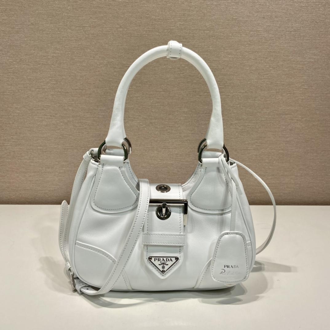Prada Moon Re-Nylon And Leather Bag(22.5-16-7.5cm) - DopestKickz
