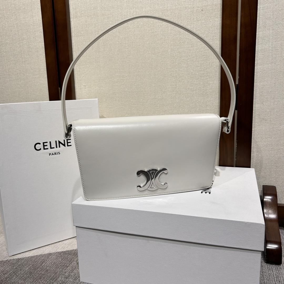 Celine Trapeze Triomphe Bag In Shiny Calfskin - DopestKickz