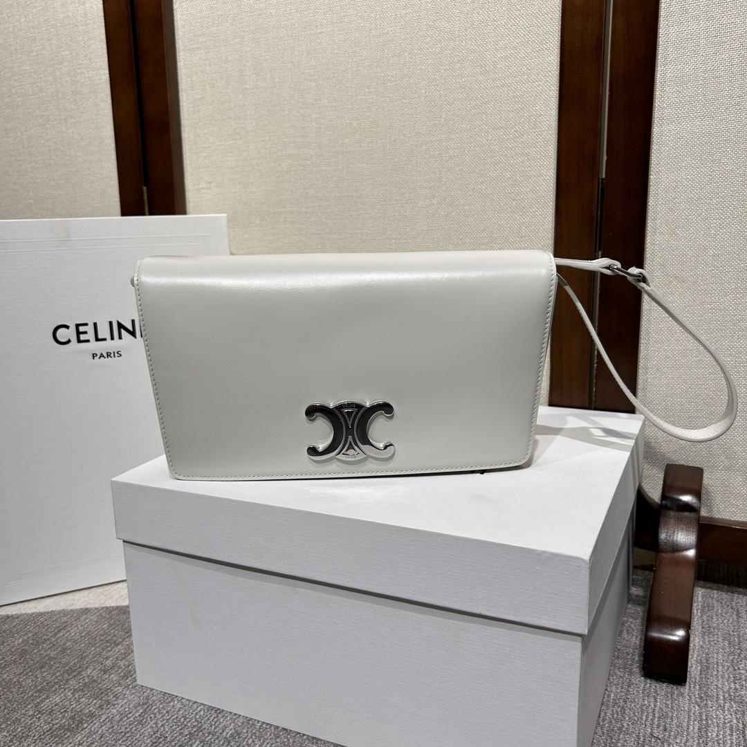 Celine Trapeze Triomphe Bag In Shiny Calfskin - DopestKickz