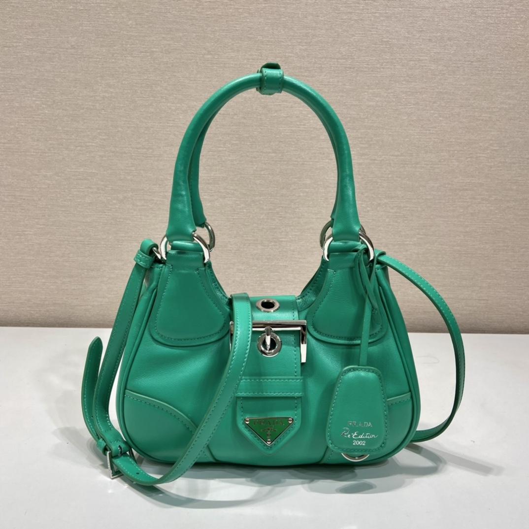 Prada Moon Re-Nylon And Leather Bag(22.5-16-7.5cm) - DopestKickz