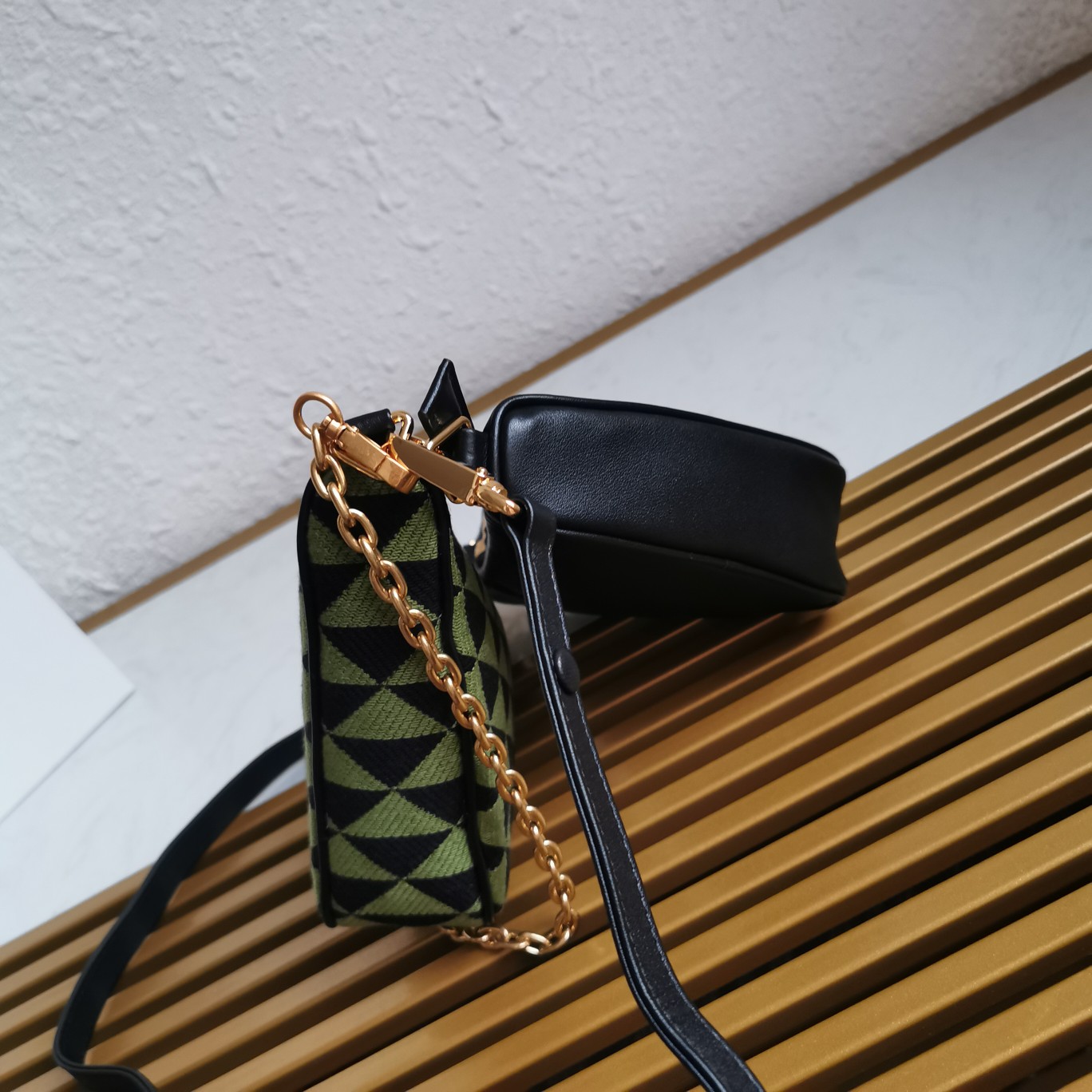 Prada Symbole Leather And Fabric Mini Bag(26-16-13cm) - DopestKickz