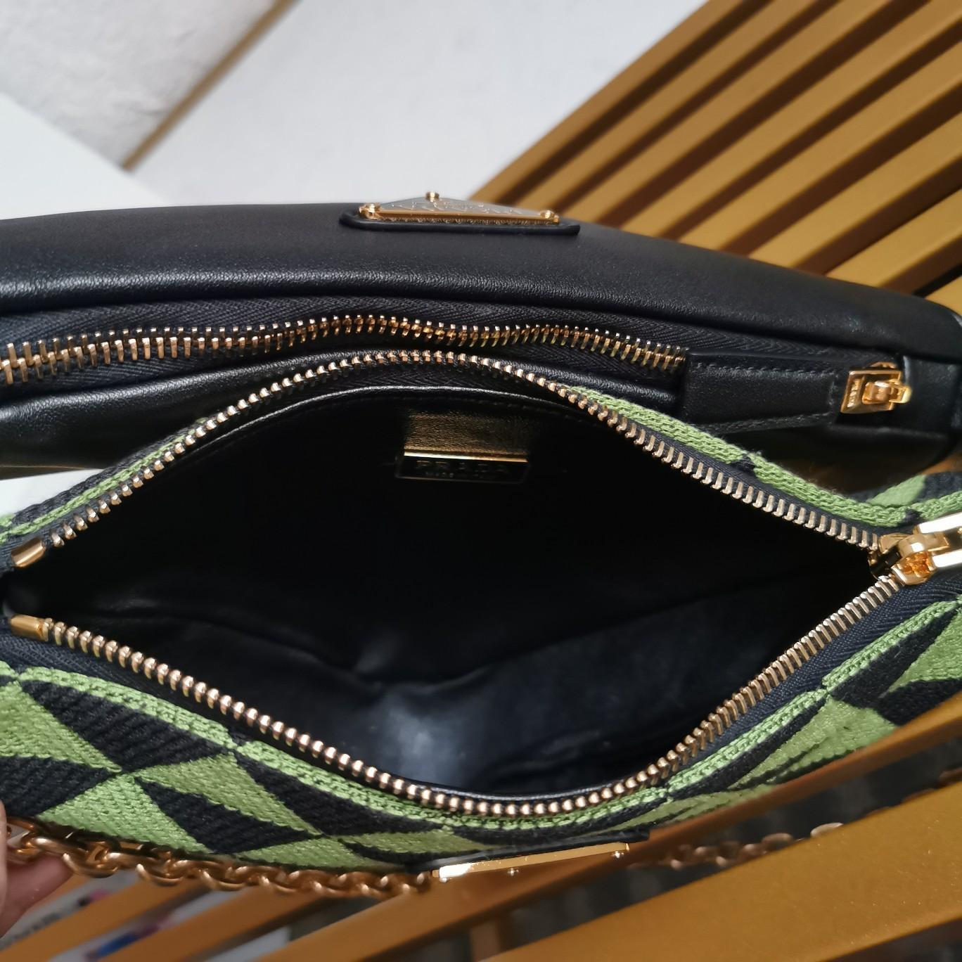 Prada Symbole Leather And Fabric Mini Bag(26-16-13cm) - DopestKickz