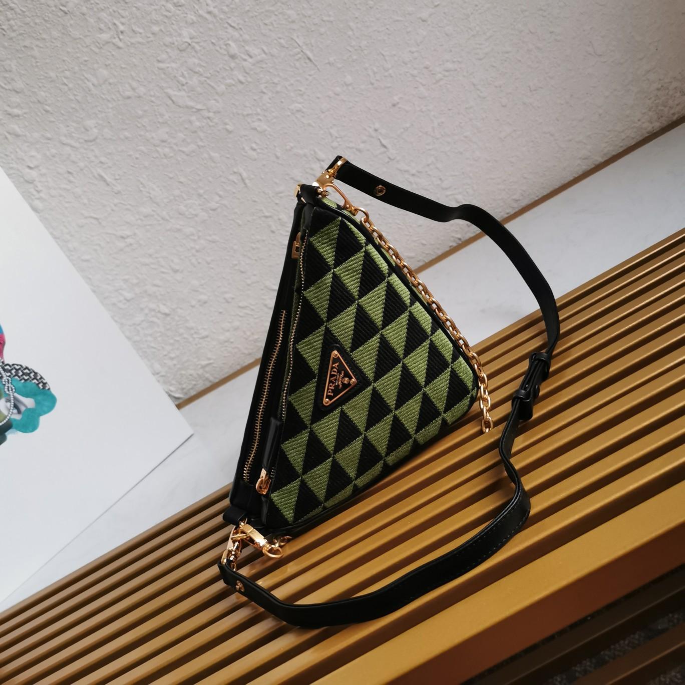 Prada Symbole Leather And Fabric Mini Bag(26-16-13cm) - DopestKickz