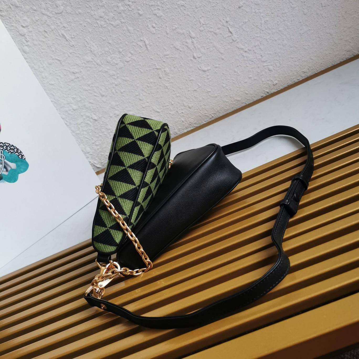 Prada Symbole Leather And Fabric Mini Bag(26-16-13cm) - DopestKickz