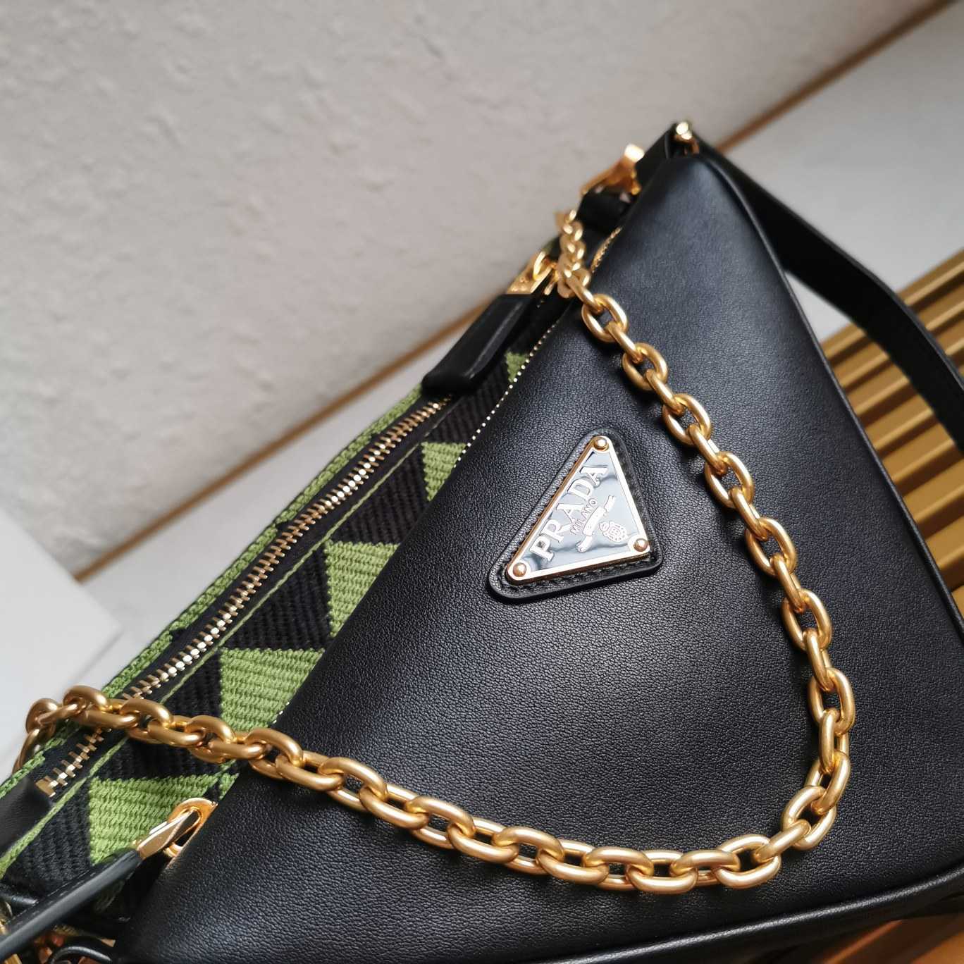 Prada Symbole Leather And Fabric Mini Bag(26-16-13cm) - DopestKickz