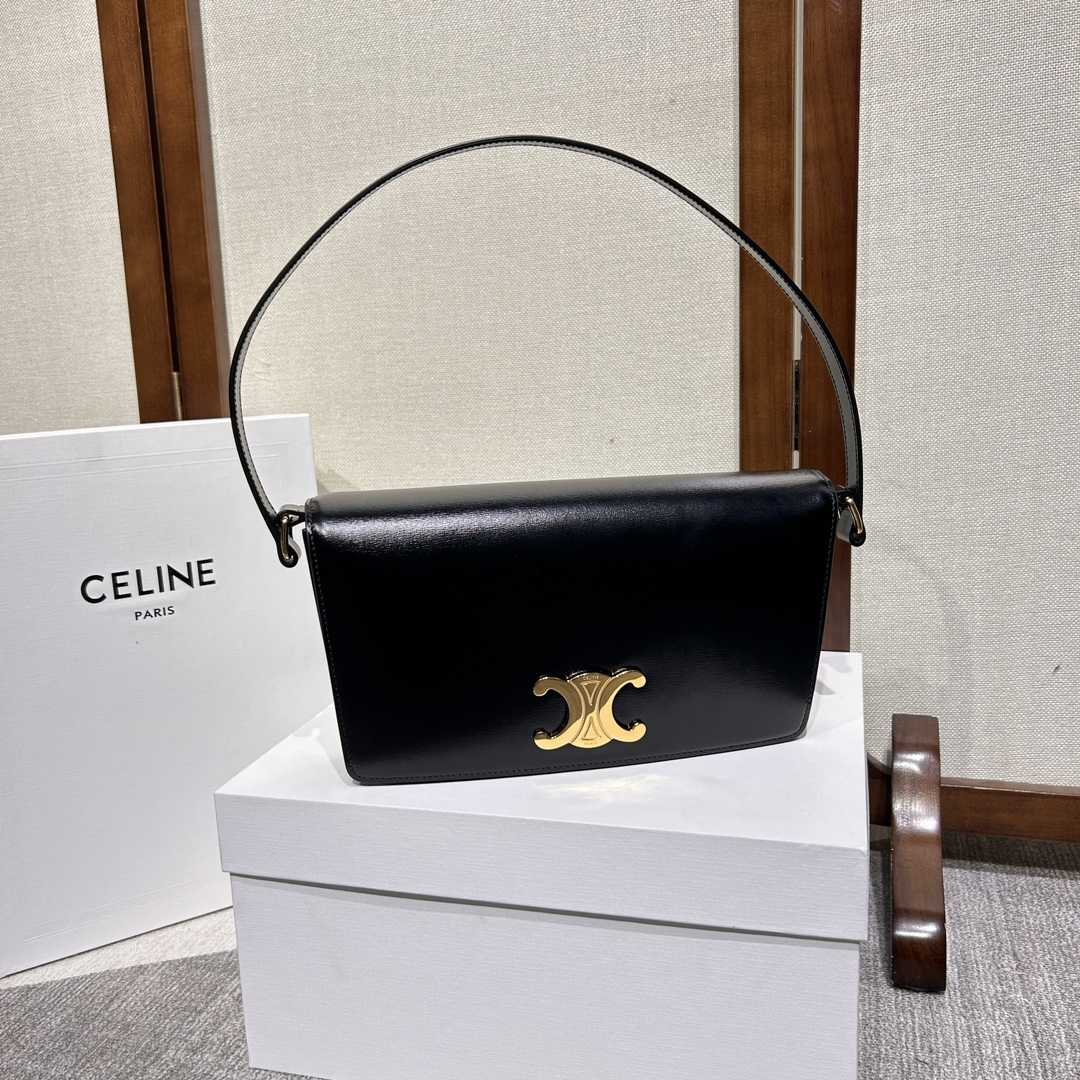 Celine Trapeze Triomphe Bag In Shiny Calfskin - DopestKickz