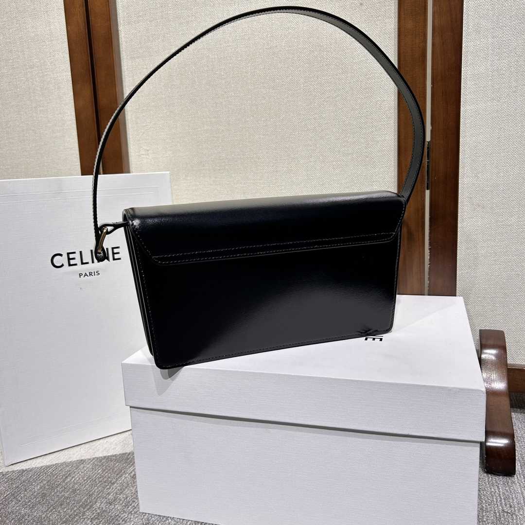 Celine Trapeze Triomphe Bag In Shiny Calfskin - DopestKickz