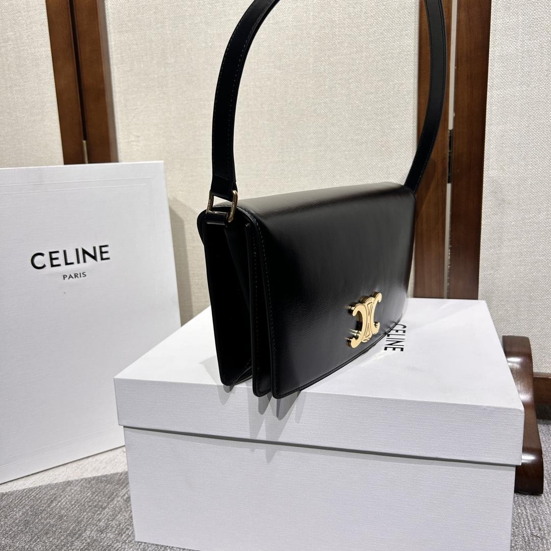 Celine Trapeze Triomphe Bag In Shiny Calfskin - DopestKickz