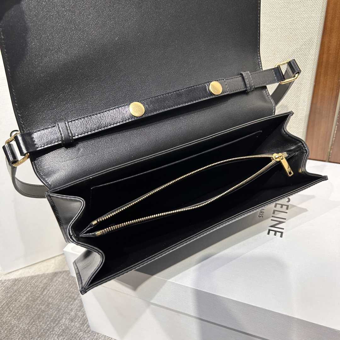 Celine Trapeze Triomphe Bag In Shiny Calfskin - DopestKickz