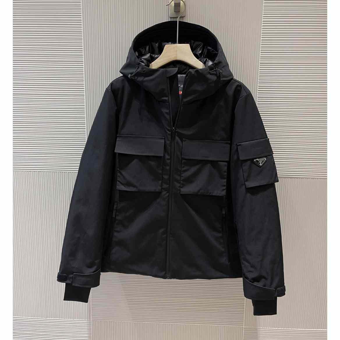 Prada Logo Hooded Puffer Jacket - DopestKickz