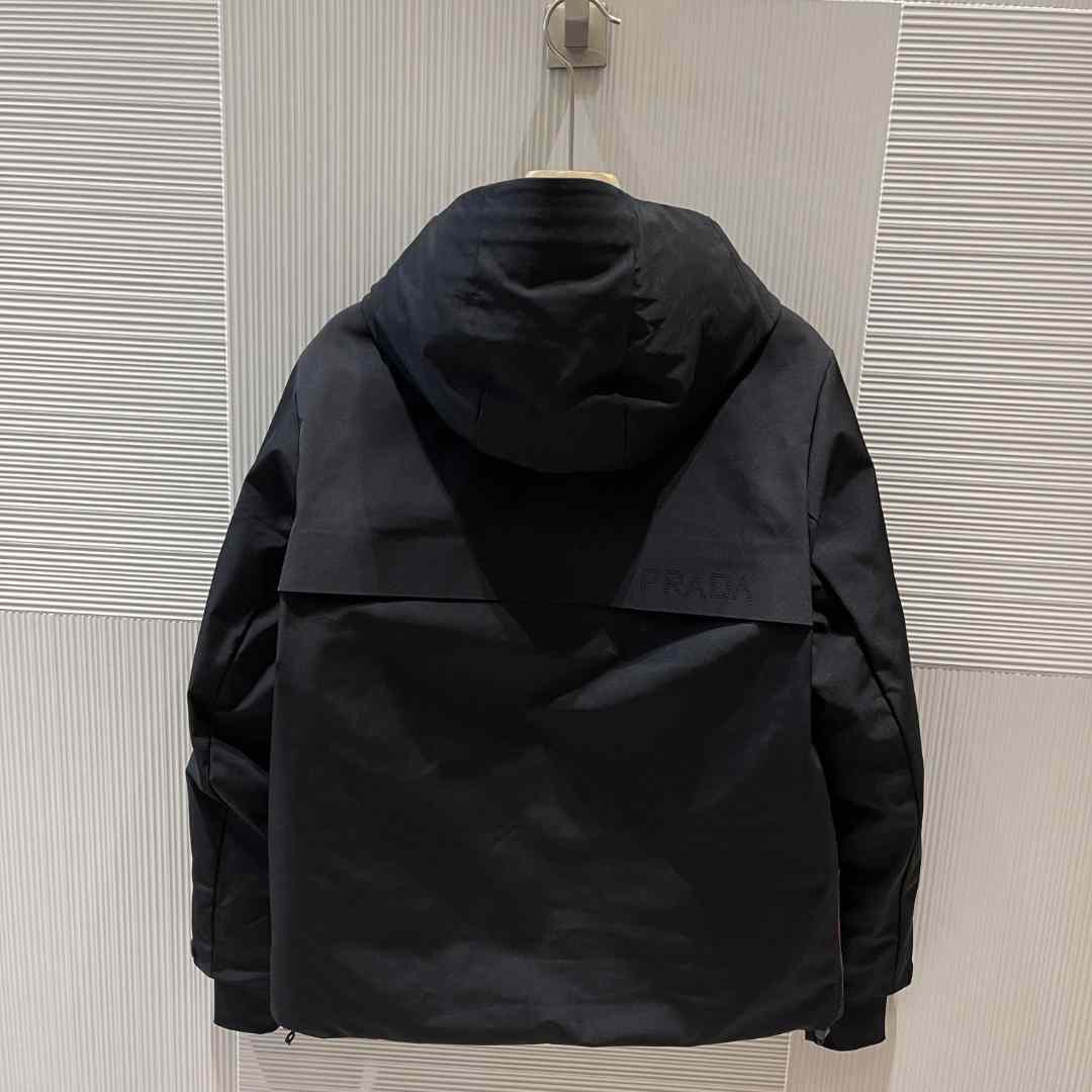 Prada Logo Hooded Puffer Jacket - DopestKickz