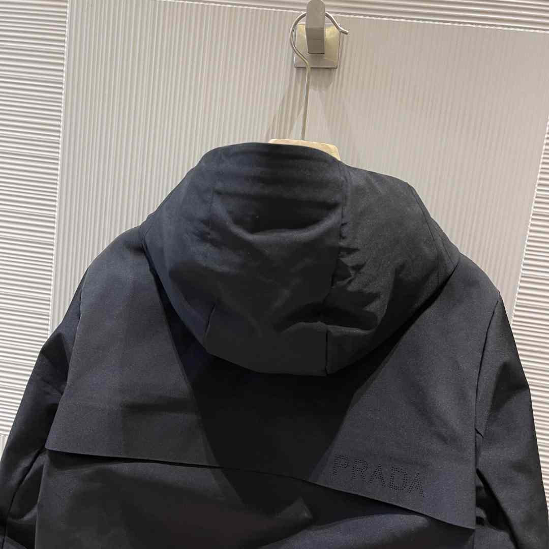 Prada Logo Hooded Puffer Jacket - DopestKickz