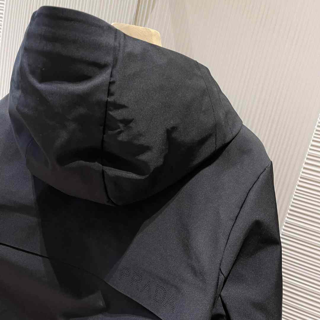 Prada Logo Hooded Puffer Jacket - DopestKickz