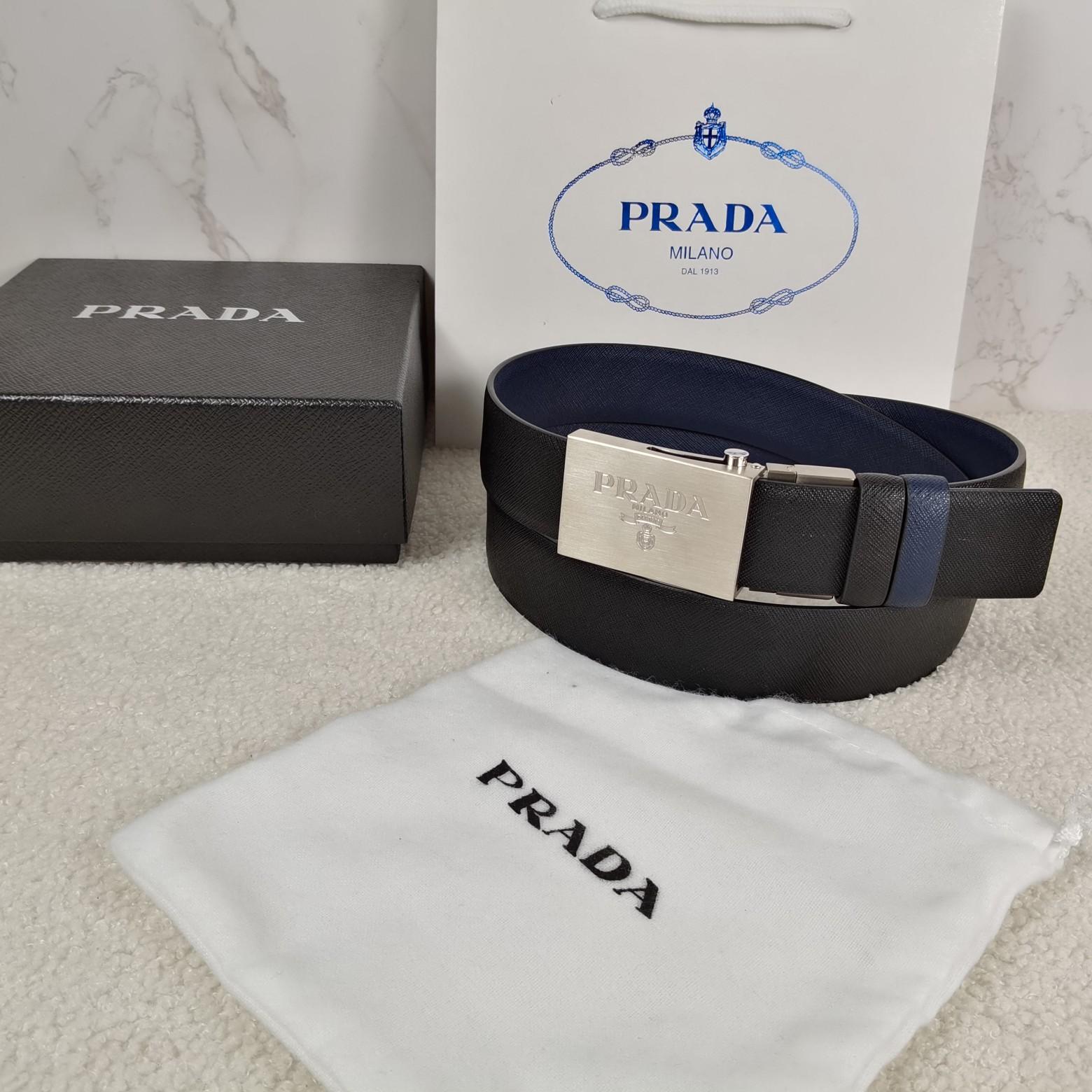 Prada Saffiano Leather Reversible Belt - DopestKickz