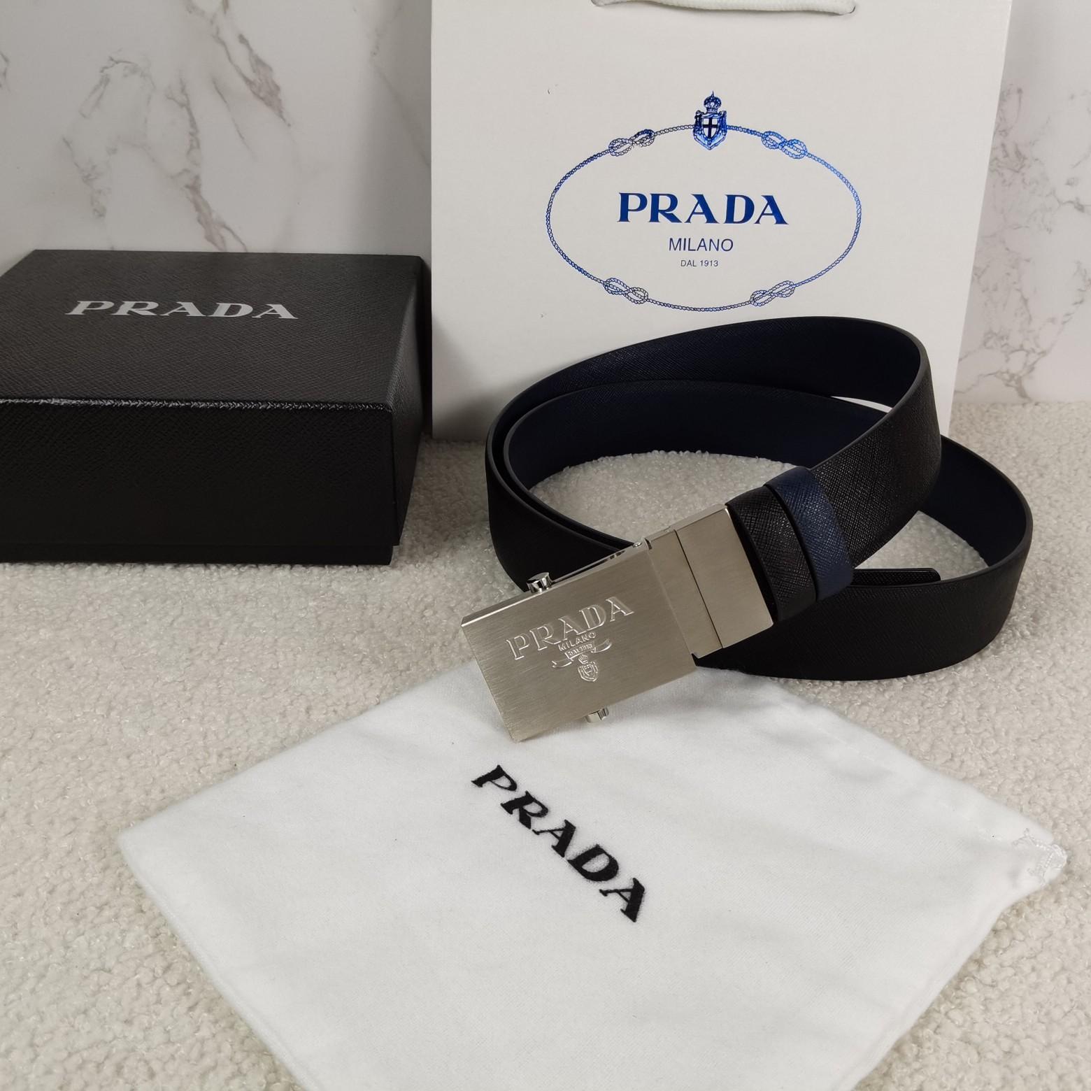 Prada Saffiano Leather Reversible Belt - DopestKickz