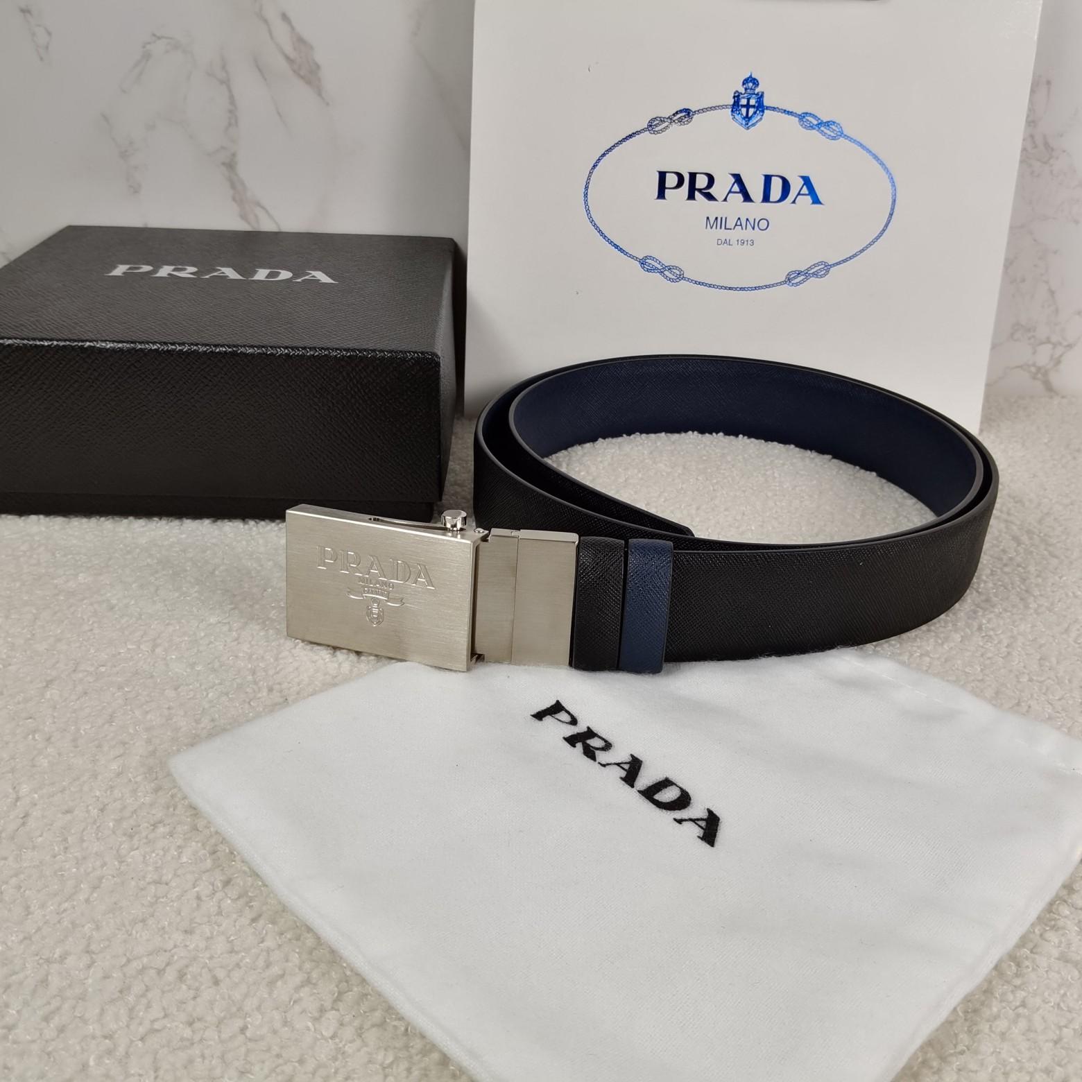 Prada Saffiano Leather Reversible Belt - DopestKickz