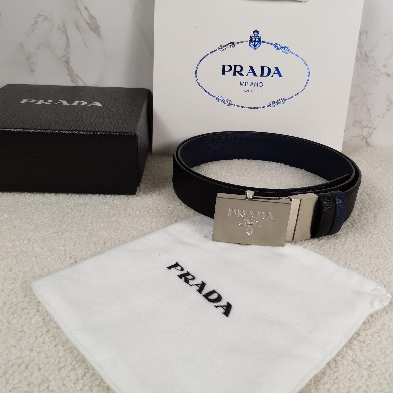 Prada Saffiano Leather Reversible Belt - DopestKickz
