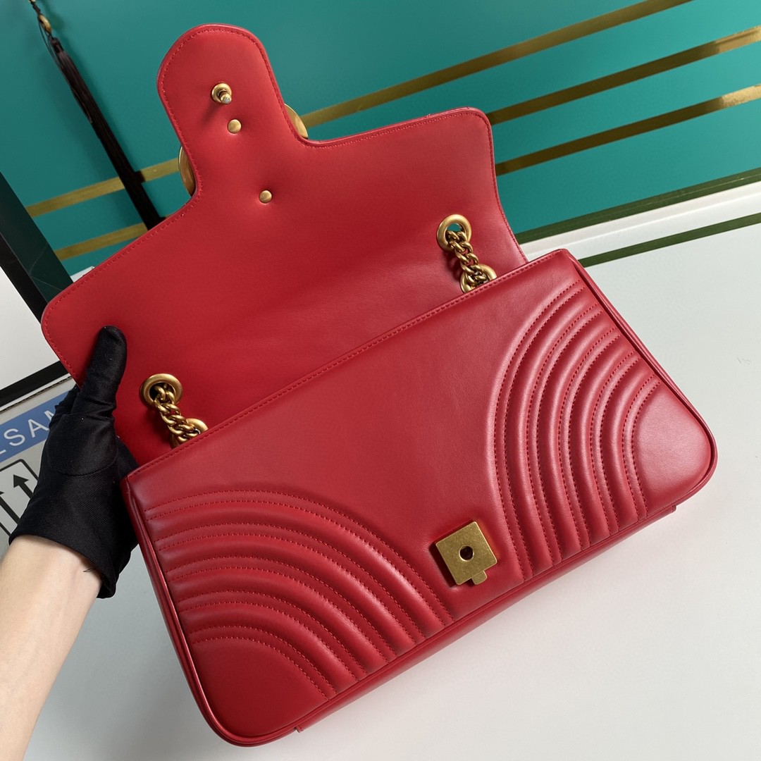 Gucci GG Marmont Medium Matelassé Shoulder Bag(31-19-7CM)     443496 - DopestKickz