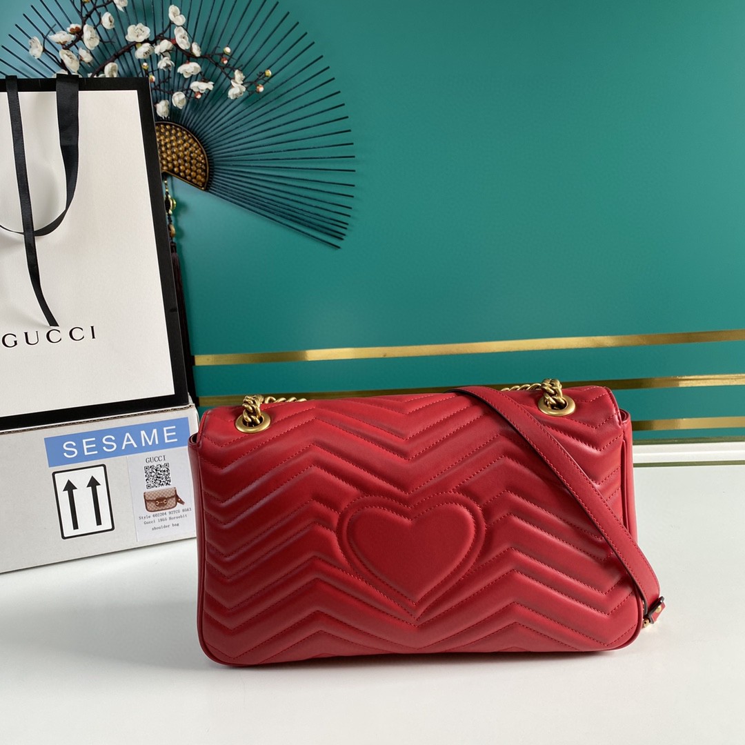 Gucci GG Marmont Medium Matelassé Shoulder Bag(31-19-7CM)     443496 - DopestKickz