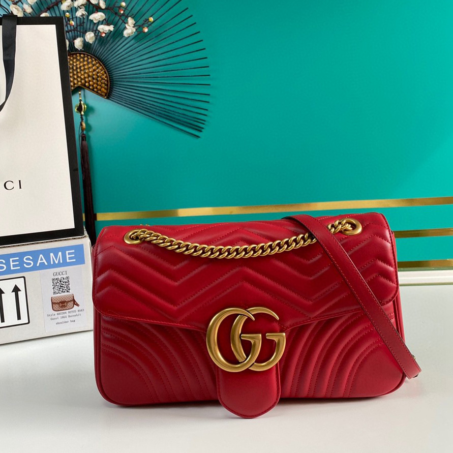 Gucci GG Marmont Medium Matelassé Shoulder Bag(31-19-7CM)     443496 - DopestKickz