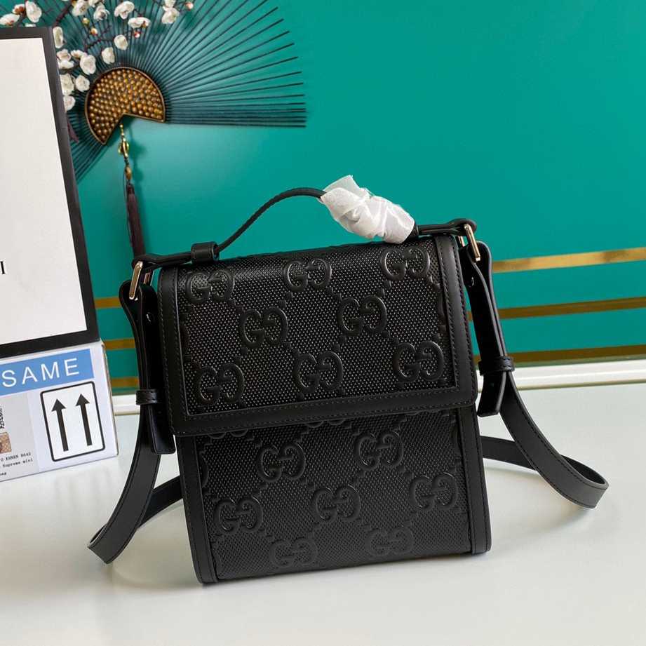 Gucci Embossed GG Motif Messenger Bag - Black(18-20-5.4cm)    625782 - DopestKickz