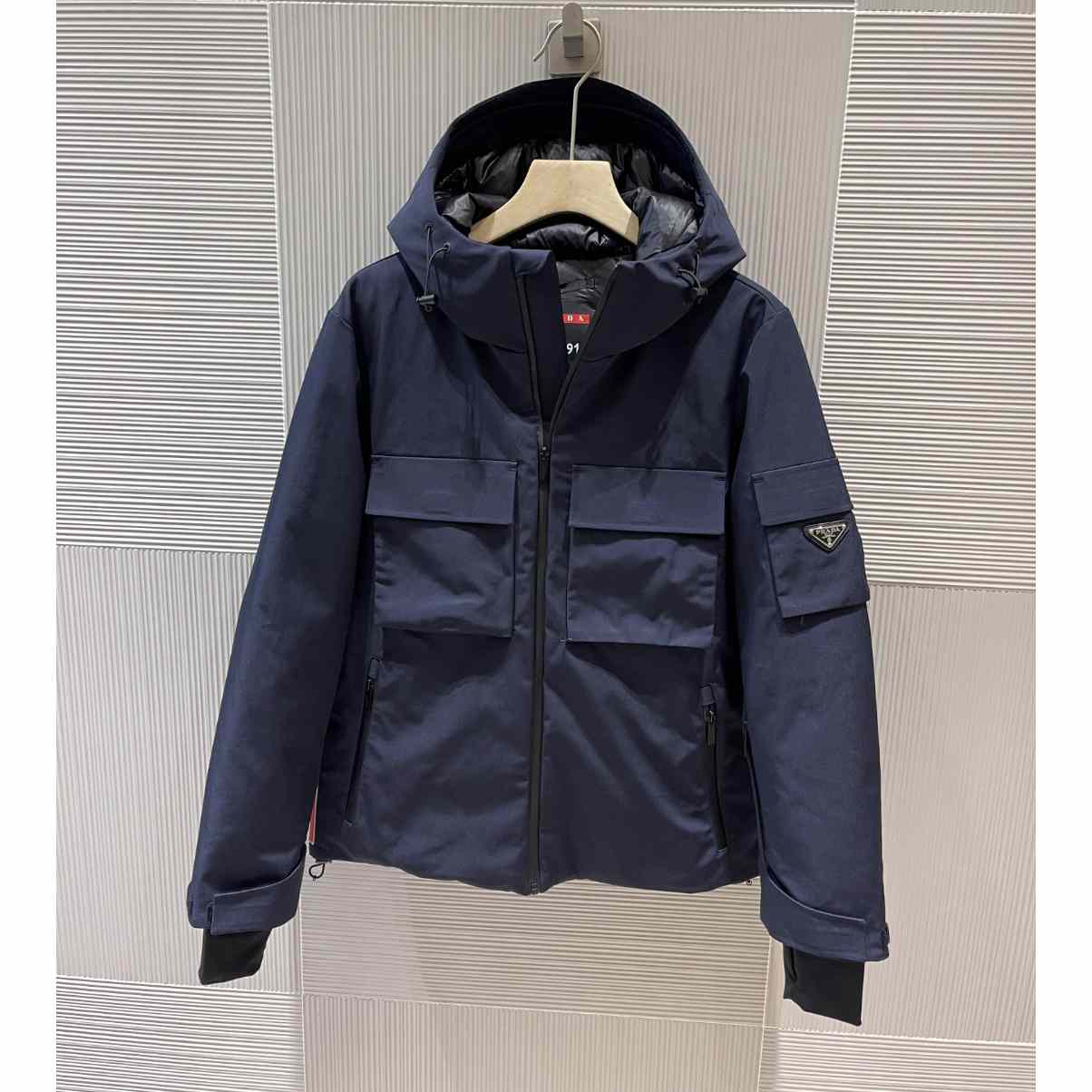Prada Logo Hooded Puffer Jacket - DopestKickz