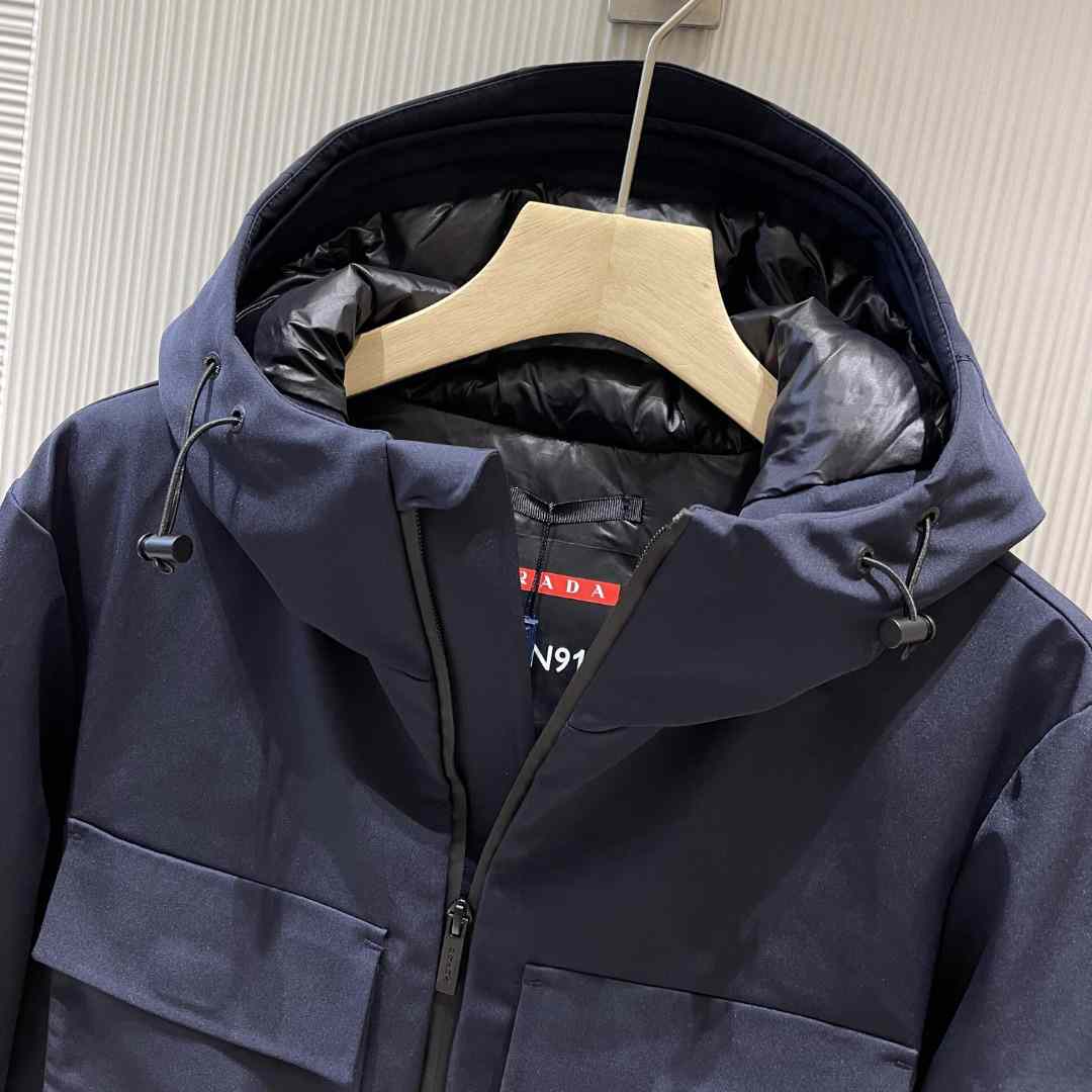 Prada Logo Hooded Puffer Jacket - DopestKickz