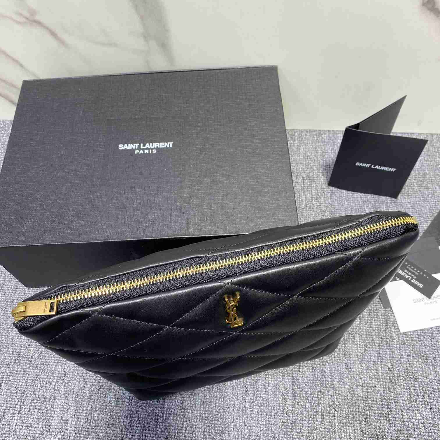 Saint Laurent Sade Pouch In Quilted Lambskin - DopestKickz