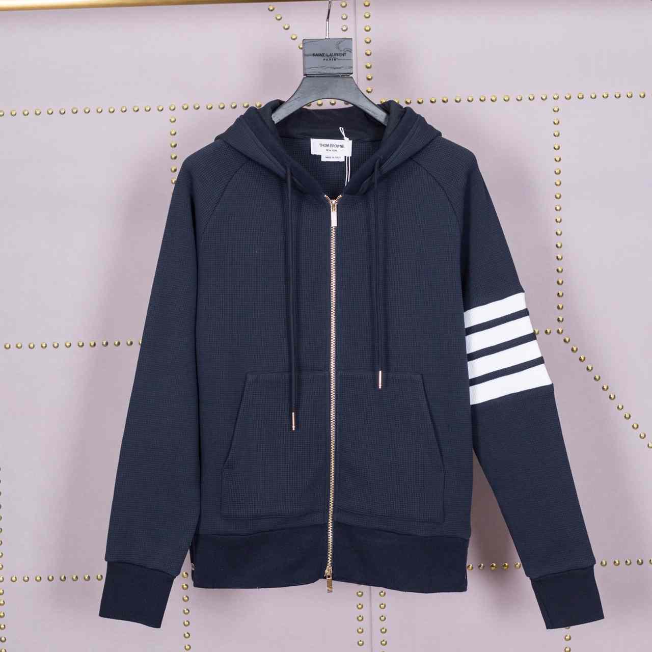 Thom Browne 4-Bar Zip-Up Cotton Hoodie - DopestKickz